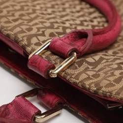 مملوكة مسبقًا Aigner Beige/Pink Signature Canvas and Leather Tote