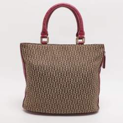 مملوكة مسبقًا Aigner Beige/Pink Signature Canvas and Leather Tote