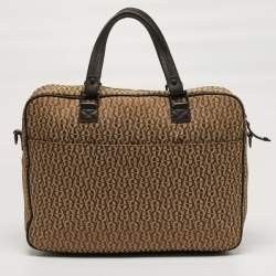 مملوكة مسبقًا Aigner Front Pocket Brown/Beige Monogram Canvas and Leather Laptop Bag