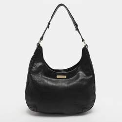 مملوكة مسبقًا Aigner Black Croc Embossed Leather Hobo