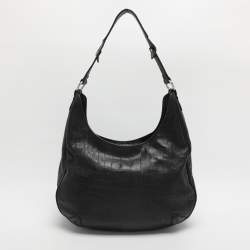مملوكة مسبقًا Aigner Black Croc Embossed Leather Hobo