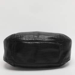 مملوكة مسبقًا Aigner Black Croc Embossed Leather Hobo