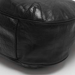 مملوكة مسبقًا Aigner Black Croc Embossed Leather Hobo