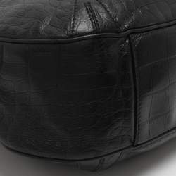 مملوكة مسبقًا Aigner Black Croc Embossed Leather Hobo