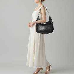 مملوكة مسبقًا Aigner Black Croc Embossed Leather Hobo