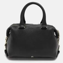 Pre Owned Aigner Black Leather Satchel