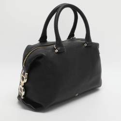 Pre Owned Aigner Black Leather Satchel