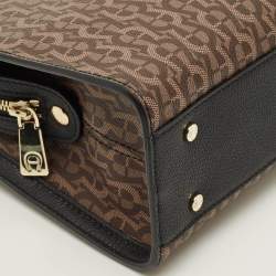 Pre Owned Aigner Carol Brown/Black Signature Coated Canvas Top Handle Bag