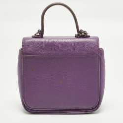 Pre Owned Aigner Genoveva Purple Leather Flap Top Handle Bag