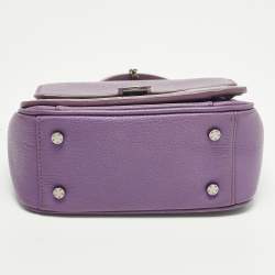 Pre Owned Aigner Genoveva Purple Leather Flap Top Handle Bag