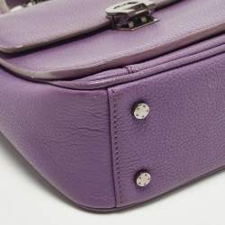 Pre Owned Aigner Genoveva Purple Leather Flap Top Handle Bag