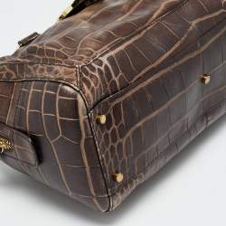 Pre Owned حقيبة أيغنر سحاب جلد منقوش بني