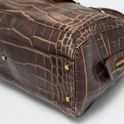 Pre Owned حقيبة أيغنر سحاب جلد منقوش بني