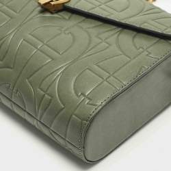 Pre Owned Aigner Pria Green Logo Embossed Leather Crossbody Bag