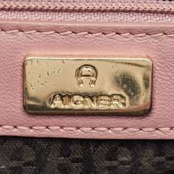 Pre Owned Aigner Diadora Mini Old Rose Leather Crossbody Bag