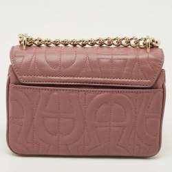 Pre Owned Aigner Diadora Mini Old Rose Leather Crossbody Bag