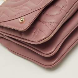 Pre Owned Aigner Diadora Mini Old Rose Leather Crossbody Bag