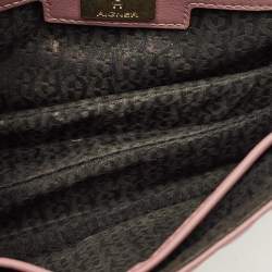 Pre Owned Aigner Diadora Mini Old Rose Leather Crossbody Bag