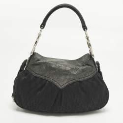 مملوكة مسبقًا Aigner Black/Green Jacquard Canvas and Iridescent Leather Shoulder Bag
