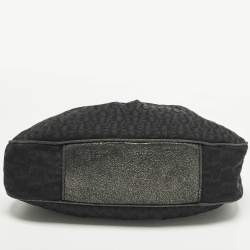 مملوكة مسبقًا Aigner Black/Green Jacquard Canvas and Iridescent Leather Shoulder Bag