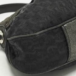 مملوكة مسبقًا Aigner Black/Green Jacquard Canvas and Iridescent Leather Shoulder Bag
