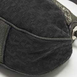 مملوكة مسبقًا Aigner Black/Green Jacquard Canvas and Iridescent Leather Shoulder Bag