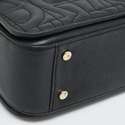 مملوكة مسبقًا حقيبة يد علوية جلد منقوشة بشعار أسود صغيرة ومحفظة من آيغنر جينوفيفا