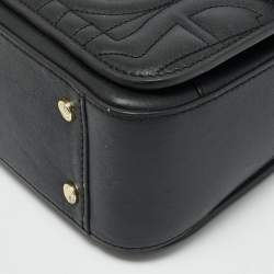 مملوكة مسبقًا حقيبة يد علوية جلد منقوشة بشعار أسود صغيرة ومحفظة من آيغنر جينوفيفا