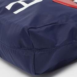 Pre Owned Aigner I Love A Blue/Brown Nylon Zip Satchel