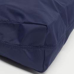 Pre Owned Aigner I Love A Blue/Brown Nylon Zip Satchel