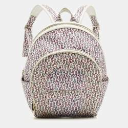 Pre Owned Aigner Icon Magenta/White Signature Printed Coated Canvas Backpack