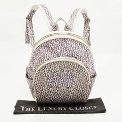 Pre Owned Aigner Icon Magenta/White Signature Printed Coated Canvas Backpack
