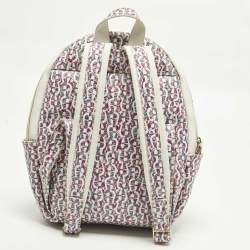 Pre Owned Aigner Icon Magenta/White Signature Printed Coated Canvas Backpack