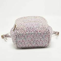 Pre Owned Aigner Icon Magenta/White Signature Printed Coated Canvas Backpack