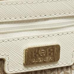 Pre Owned Aigner Icon Magenta/White Signature Printed Coated Canvas Backpack