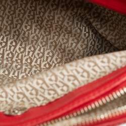 مملوكة مسبقًا Aigner Double Zip Red Leather Shoulder Bag
