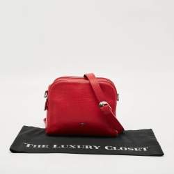 مملوكة مسبقًا Aigner Double Zip Red Leather Shoulder Bag