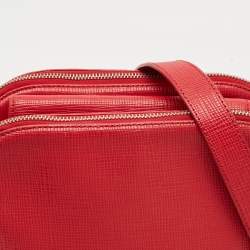 مملوكة مسبقًا Aigner Double Zip Red Leather Shoulder Bag