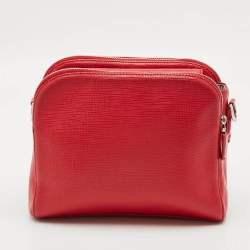 مملوكة مسبقًا Aigner Double Zip Red Leather Shoulder Bag
