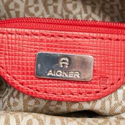 مملوكة مسبقًا Aigner Double Zip Red Leather Shoulder Bag