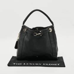 Pre Owned Aigner Cavallina Black Grained Leather Hobo