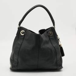 Pre Owned Aigner Cavallina Black Grained Leather Hobo