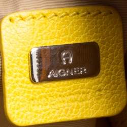 Pre Owned Aigner Beige/Yellow Signature Canvas Crossbody Bag