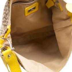 Pre Owned Aigner Beige/Yellow Signature Canvas Crossbody Bag