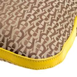 Pre Owned Aigner Beige/Yellow Signature Canvas Crossbody Bag