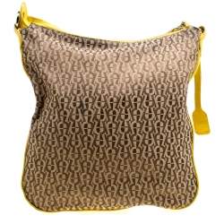 Pre Owned Aigner Beige/Yellow Signature Canvas Crossbody Bag