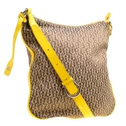 Pre Owned Aigner Beige/Yellow Signature Canvas Crossbody Bag