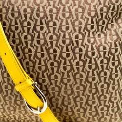Pre Owned Aigner Beige/Yellow Signature Canvas Crossbody Bag