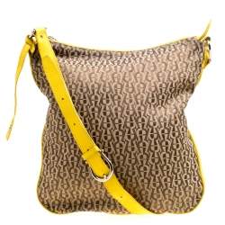 Pre Owned Aigner Beige/Yellow Signature Canvas Crossbody Bag