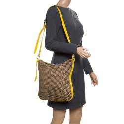 Pre Owned Aigner Beige/Yellow Signature Canvas Crossbody Bag